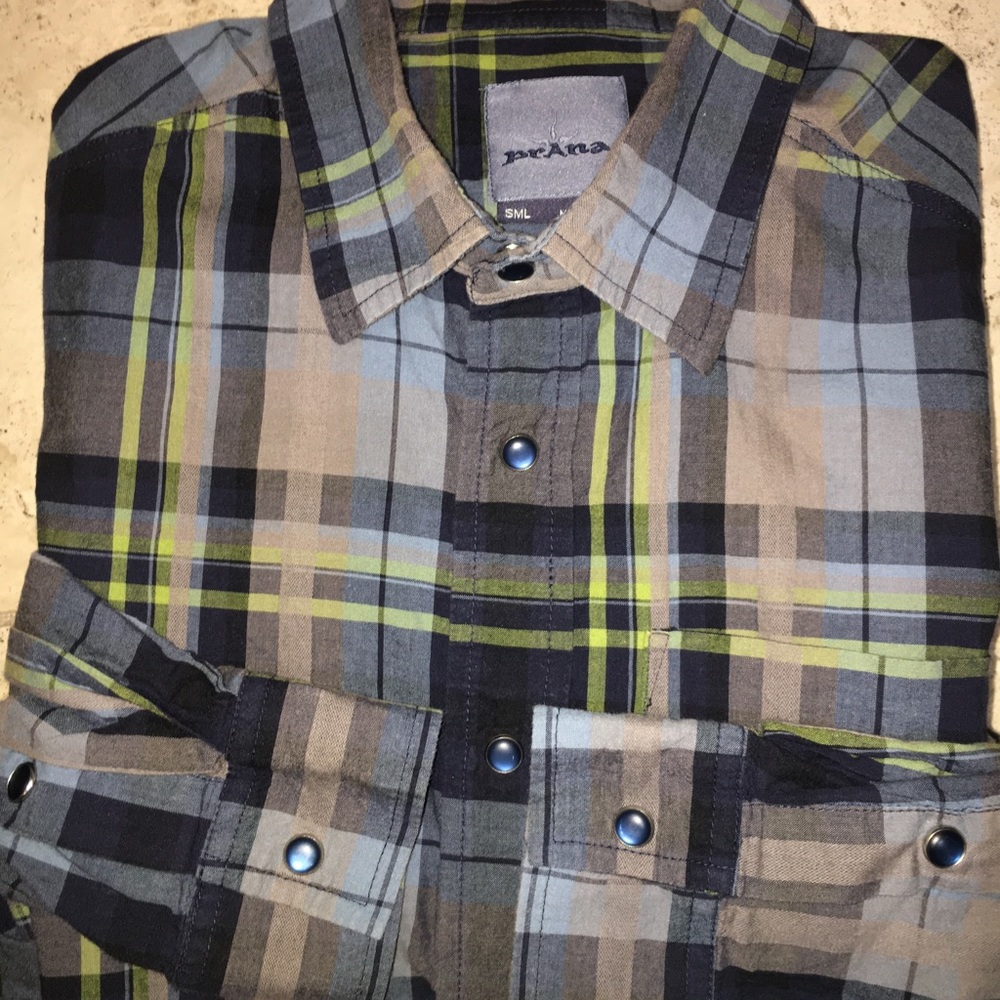 PrAna Mens Organic Cotton long sleeve shirt sz S